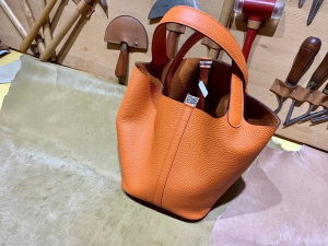 HM picotin 18cm - TC leather - 93 Orange 爱马仕橙/金扣