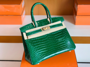 HM BK 30 Crocodile Leather - 6Q Emerald Green/翡翠绿