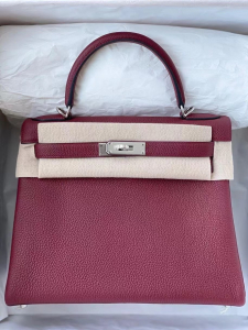 现货！KL28cm 原厂小牛皮 togo  ck55 爱马仕红 Rouge H 银扣 顶级手缝 现货😍