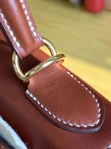 Dubai Lover 工：KL 28cm Barenia Natural 马鞍皮 红棕色 金扣