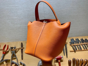 HM picotin 18cm - TC leather - 93 Orange 爱马仕橙/金扣