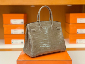 VIP订制：BK 30cm gris tourterelle - porosus crocodile