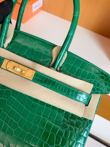 HM BK 30 Crocodile Leather - 6Q Emerald Green/翡翠绿