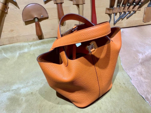 HM picotin 18cm - TC leather - 93 Orange 爱马仕橙/金扣