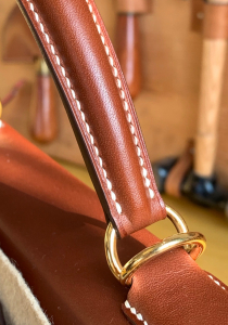 Dubai Lover 工：KL 28cm Barenia Natural 马鞍皮 红棕色 金扣