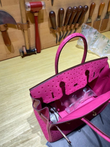 Qatar Lover BK 30cm Ostrich E5 桃粉色鸵鸟皮 金扣，现货