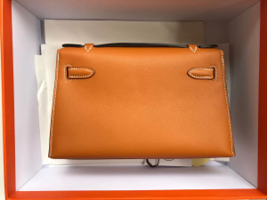 MiniKL pochette 1H toffee 太妃糖 Swift calfskin Gold hardware