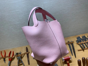 HM picotin 18cm - TC leather - 3Q Rose Sakura 樱花粉 / 银扣