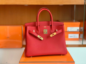 雪梨同款 Herrmes BK 30cm Q5 国旗红 rouge casaque togo皮
