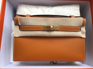 MiniKL pochette 1H toffee 太妃糖 Swift calfskin Gold hardware