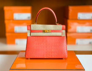 HM KL 25 Crocodile Leather  A5 Bougainvillier Red