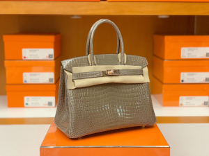 VIP订制：BK 30cm gris tourterelle - porosus crocodile