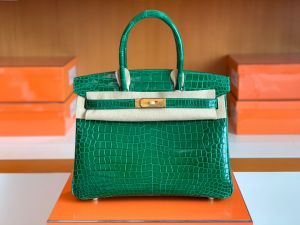 HM BK 30 Crocodile Leather - 6Q Emerald Green/翡翠绿