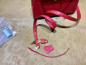 HM KL 25cm - Ostrich Leather - 53 rouge vif 正红色/金扣
