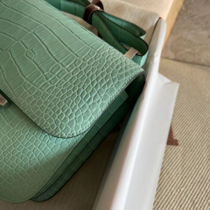 Saudi Arabia HM Constance 24 Matte Alligator Crocodile 6U Peppermint Green