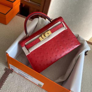 U.S.A Los Angeles HM KL mini 2 Bag S3心紅色 Rose de coeur Ostrich