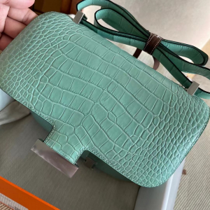 Saudi Arabia HM Constance 24 Matte Alligator Crocodile 6U Peppermint Green