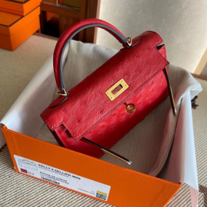 U.S.A Los Angeles HM KL mini 2 Bag S3心紅色 Rose de coeur Ostrich