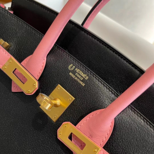 BK25 黑色拼1Q粉swift 金扣，一级手工缝制