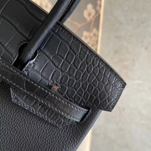Dubai HM BK 25cm Touch Togo 拼 雾面美洲鳄鱼 CC89 黑色 Noir