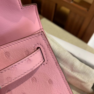 爱马仕迷你凯莉包2代价格 HM KL Mini II Ostrich L4 Rose bubblegum 泡泡粉