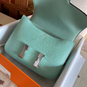 Saudi Arabia HM Constance 24 Matte Alligator Crocodile 6U Peppermint Green