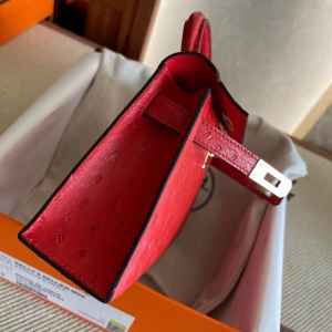 U.S.A Los Angeles HM KL mini 2 Bag S3心紅色 Rose de coeur Ostrich