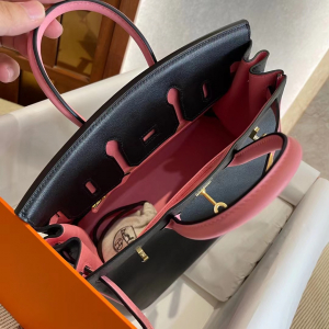 BK25 黑色拼1Q粉swift 金扣，一级手工缝制