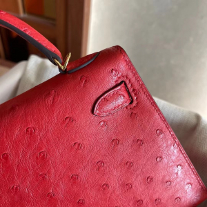 U.S.A Los Angeles HM KL mini 2 Bag S3心紅色 Rose de coeur Ostrich