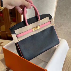 BK25 黑色拼1Q粉swift 金扣，一级手工缝制