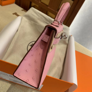爱马仕迷你凯莉包2代价格 HM KL Mini II Ostrich L4 Rose bubblegum 泡泡粉