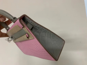 Saudi Arabia HM KL mini 5P Pink 80 Gris Perle Matte alligator crocodile