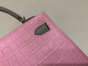 Saudi Arabia HM KL mini 5P Pink 80 Gris Perle Matte alligator crocodile