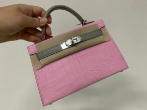 Saudi Arabia HM KL mini 5P Pink 80 Gris Perle Matte alligator crocodile