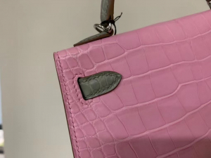 Saudi Arabia HM KL mini 5P Pink 80 Gris Perle Matte alligator crocodile