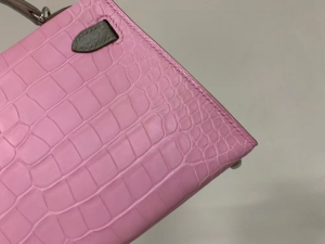 Saudi Arabia HM KL mini 5P Pink 80 Gris Perle Matte alligator crocodile