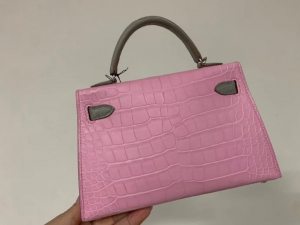 Saudi Arabia HM KL mini 5P Pink 80 Gris Perle Matte alligator crocodile