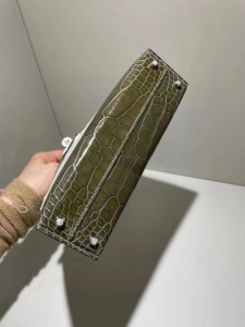 HM Expo 2020 Dubai Mini kl ll Alligator shiny 亮面鳄鱼🐊  6c 灰绿色 银扣 顶级手缝😍