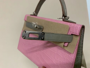 Saudi Arabia HM KL mini 5P Pink 80 Gris Perle Matte alligator crocodile