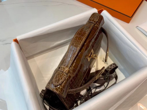 Hong Kong HM KL Pochette CC31 Miel Shiny Alligator Crocodile