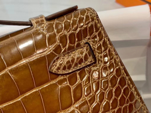 Hong Kong HM KL Pochette CC31 Miel Shiny Alligator Crocodile