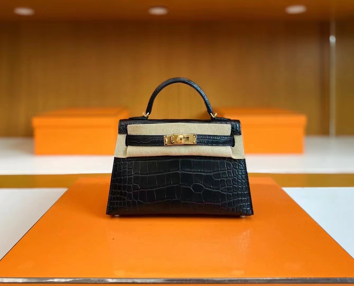 HM KL Mini II 2代 89 Noir Matte Alligator Crocodile