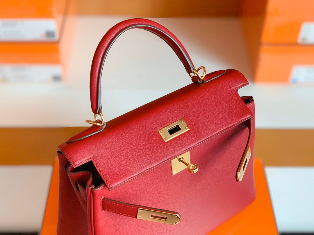 客订已发✈️ KL 28cm K1石榴红 rouge grenat  Evercolor皮 金扣
