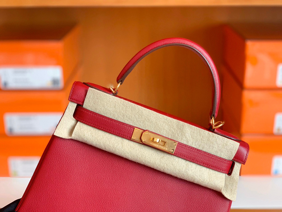 客订已发✈️ KL 28cm K1石榴红 rouge grenat  Evercolor皮 金扣
