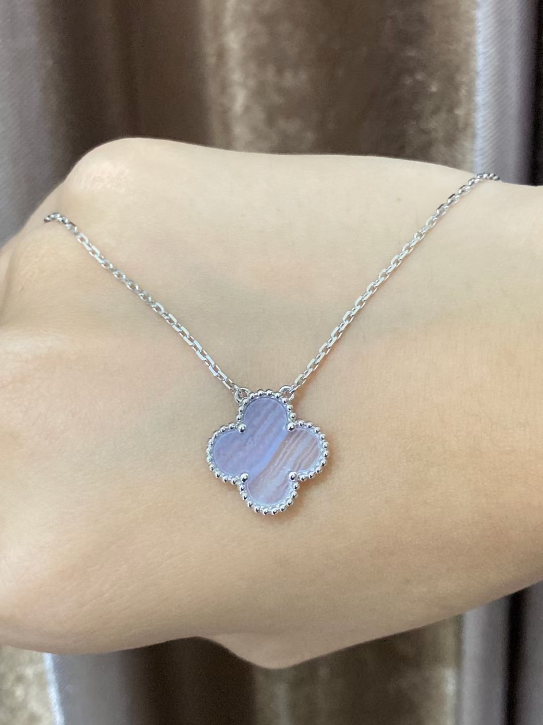VAN CLEEF & ARPELS PURE ALHAMBRA medium purple chalcedony clover necklace