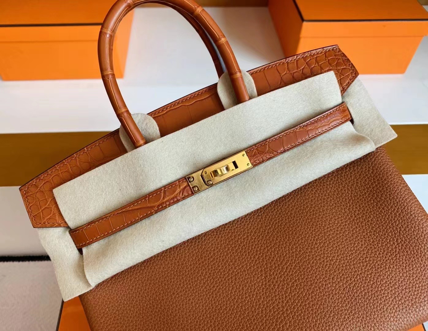 Britain HM BK 25cm Touch Togo CK37 Gold 拼 CK37 Gold 美洲鳄鱼