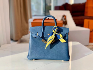 VIP一级品 BK25cm togo 皮 7A Bleu Thalassa 湖海蓝/金扣 手工缝制 臻品鉴赏