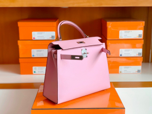 Hong Kong Bags HM kl 仙女包KL 28cm X9锦葵紫 MauvsSyleestre，新粉色，Epsom皮 银扣！