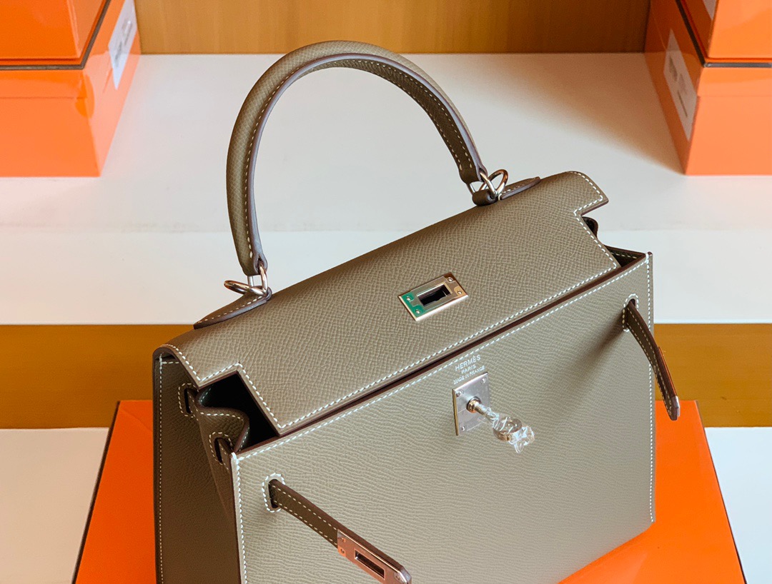 Kuwait shop HM KL25cm 大象灰 Etoupe Epsom皮 银扣 Y刻