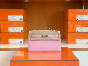 HM kl pochette 现货 Minikl 一代 22cm晚宴包 X9 锦葵紫 Epsom皮 银扣❤